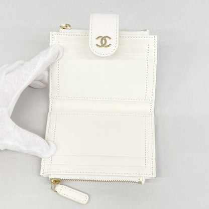 Chanel Wallet/Coin Case Matelasse Caviar Leather White