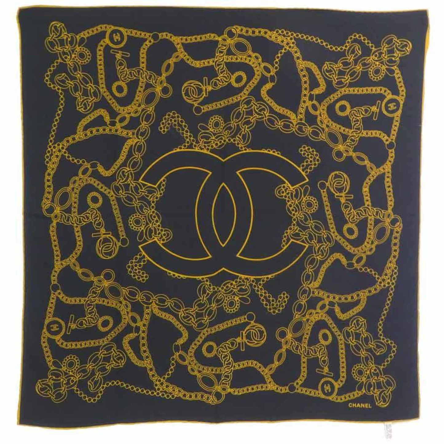 Chanel Scarf/Muffler Silk Black/Yellow