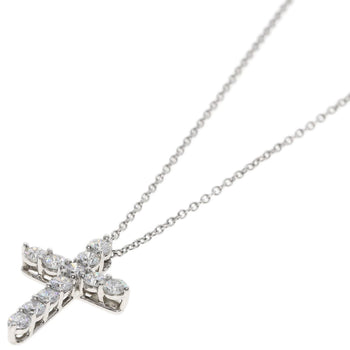 Tiffany Small Cross Diamond Necklace In Platinum Pt950