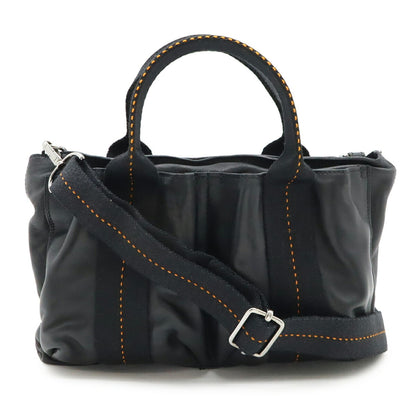 Hermes Caravan Horizontal Pm Tote Bag Shoulder Veauderma Leather Black Orange