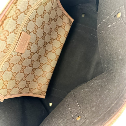 Gucci Abbey Line Gg Pattern Tote Bag With Interlocking Charm