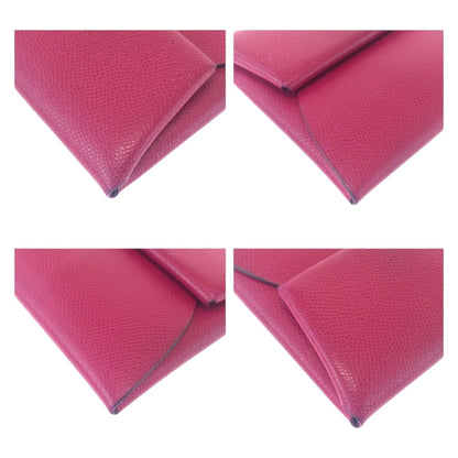 Hermes Bastia Purple Silver Hardware Chevre Wallet/Coin Case