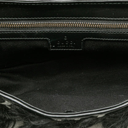 Gucci Gg Marmont Pattern Chain Shoulder Bag/Handbag 752026 Black/White Faux Fur/Leather