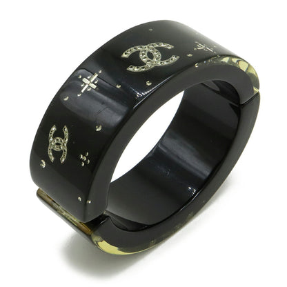 Chanel Bangle Bracelet Coco Mark Rhinestone Resin Black 07 A