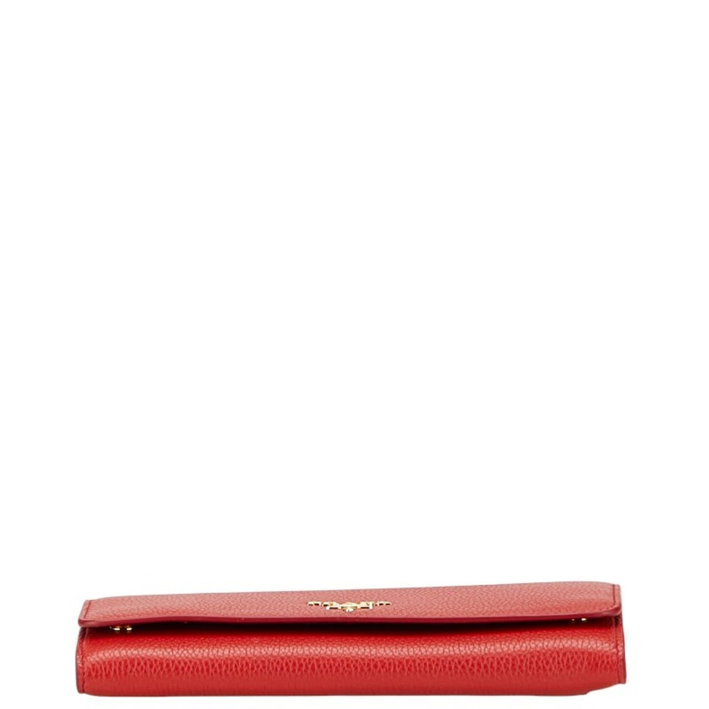 Prada Vitello Dino Long Wallet 1Mh132 Red Calfskin Leather
