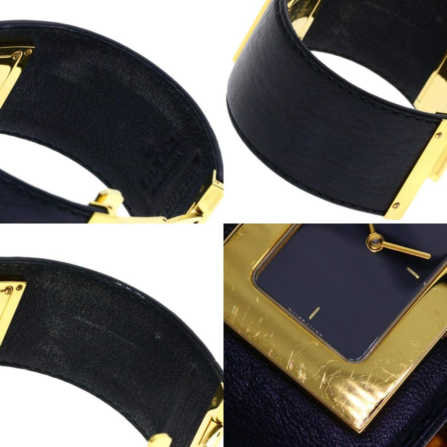 Gucci 7800L Square Face Watch Gp/Leather