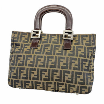 Fendi Zucca Nylon Canvas Handbag In Brown