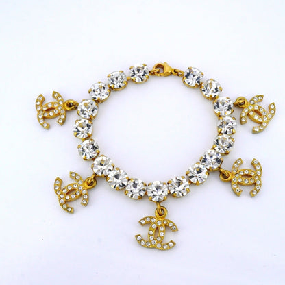Chanel Coco Mark Bracelet With Gp Plated Rhinestones