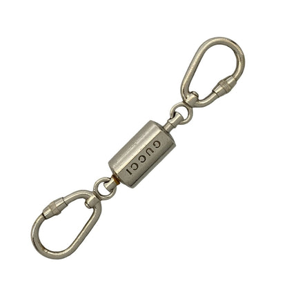 Gucci Gucci Logo Engraved Metal Keychain Key Ring Carabiner Silver 24741