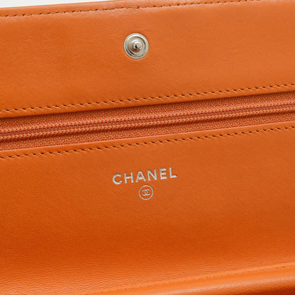 Chanel Boy Chain Wallet Long Lambskin Orange