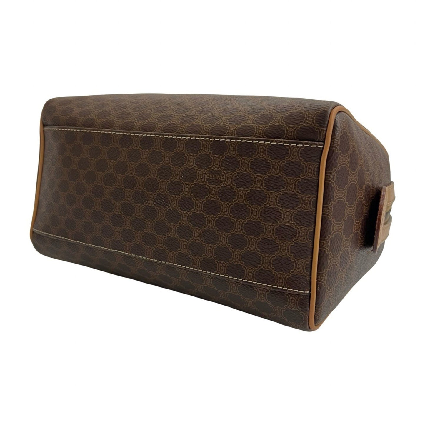 Celine Macadam Blason Logo Print Leather Handbag/Mini Boston Bag Brown 27020