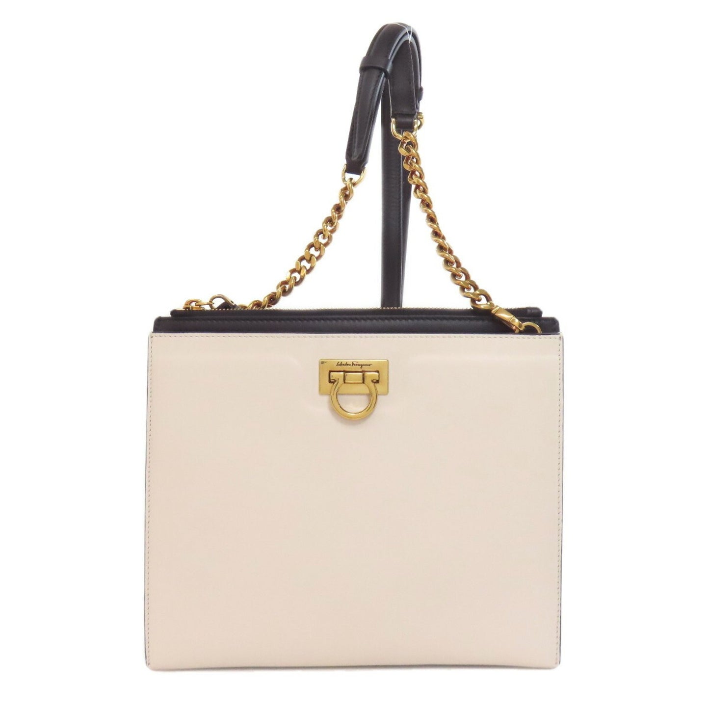 Salvatore Ferragamo Gancini Hardware Shoulder Bag Leather