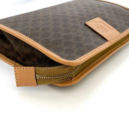 Celine Clutch Bag F-21553 Brown Beige Macadam Pouch Second Pvc Leather M16/2 Celine