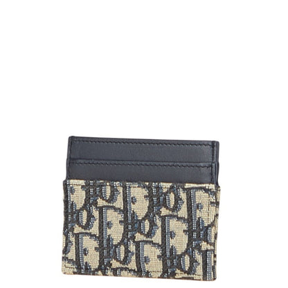 Christian Dior Dior Oblique Jacquard 30 Montaigne Freesia Card Holder/Card Case In Navy/Beige