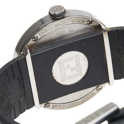 Fendi Bousra Watch 8010G Quartz Movement Black Dial Stainless Steel Rubber