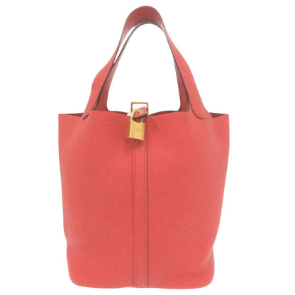 Herms Picotin Lock Mm Taurillon Clemence Leather Rouge Pivoine Handbag