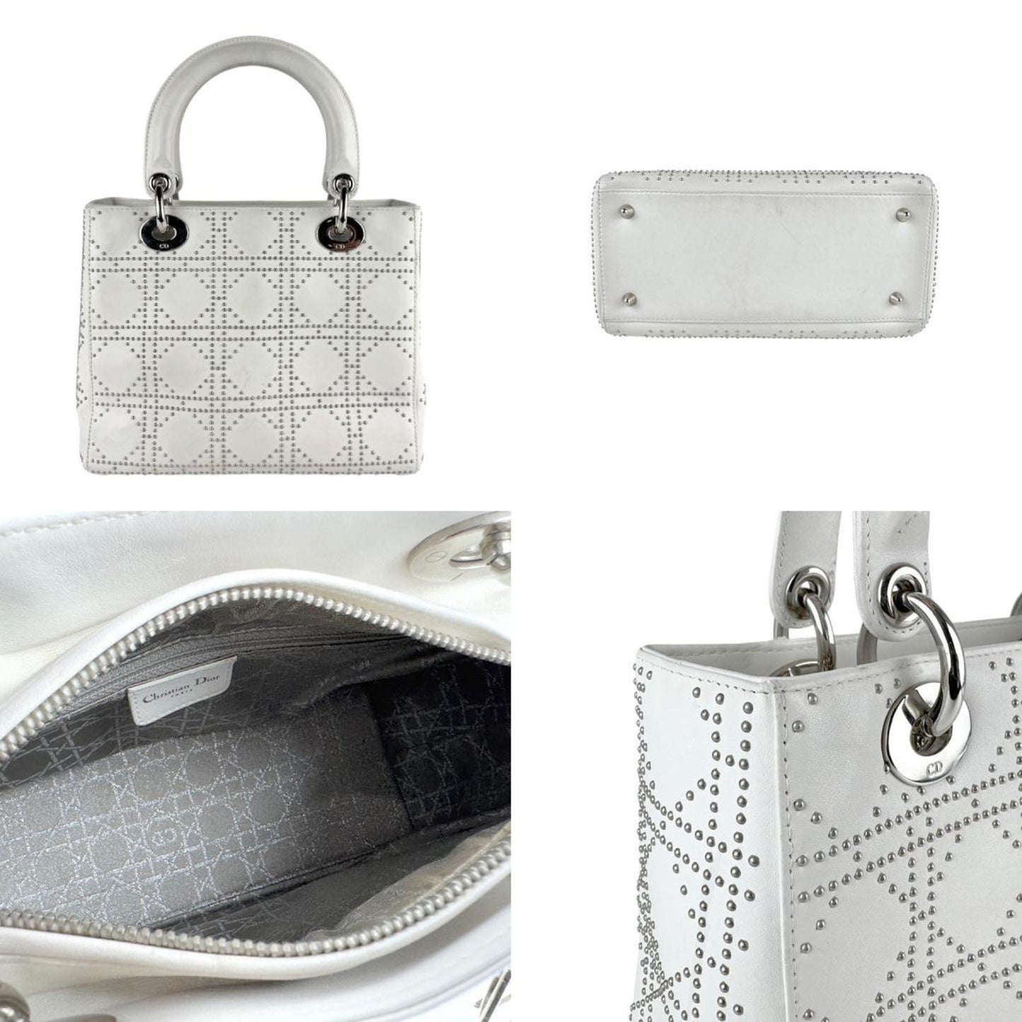Christian Dior Lady Leather And Metal Shoulder Bag In White For Women