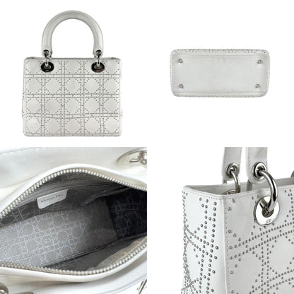 Christian Dior Lady Leather And Metal Shoulder Bag In White For Women