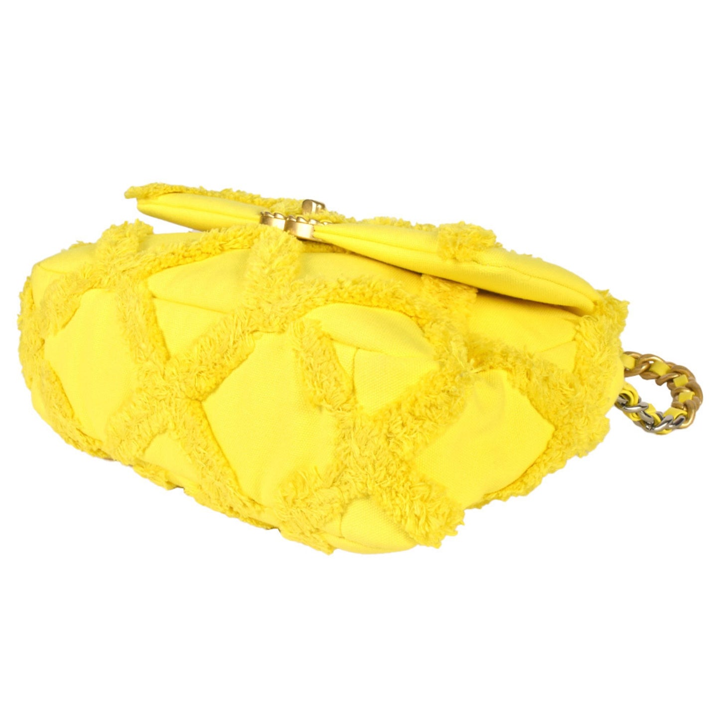 Chanel 19 Matelasse Chain Shoulder Bag No. 30 Canvas Leather Yellow