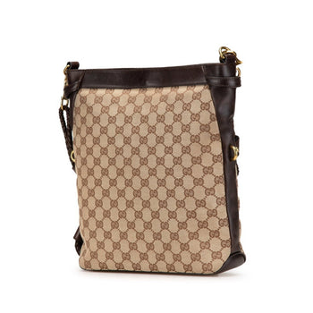 Gucci Gg Canvas Crossbody Shoulder Bag 109097 Beige Brown Leather