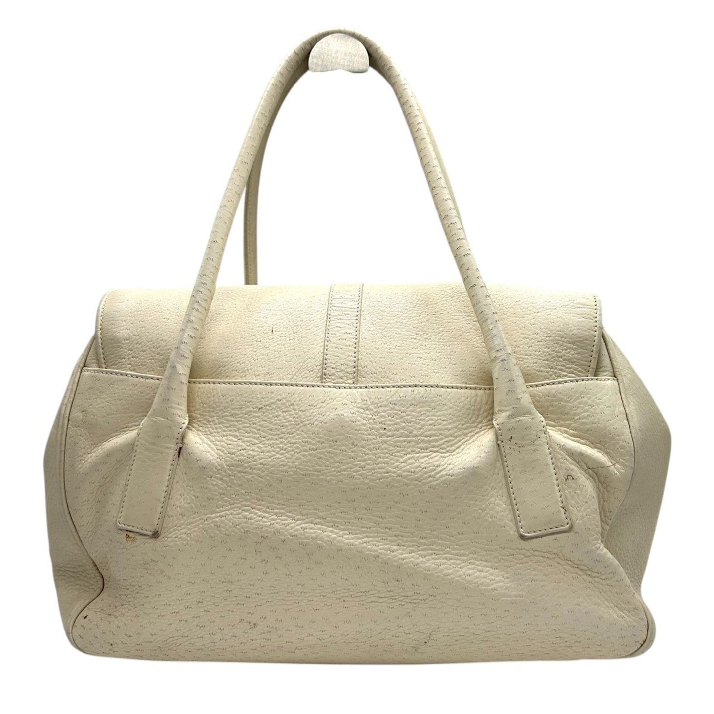 Salvatore Ferragamo Gancini Leather Tote Bag In White With Gold Hardware