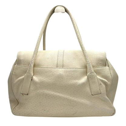 Salvatore Ferragamo Gancini Leather Tote Bag In White With Gold Hardware
