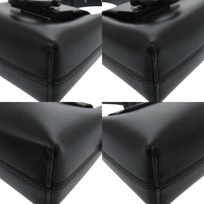 Like New Salvatore Ferragamo Gancini Trifoglio Leather Black Handbag