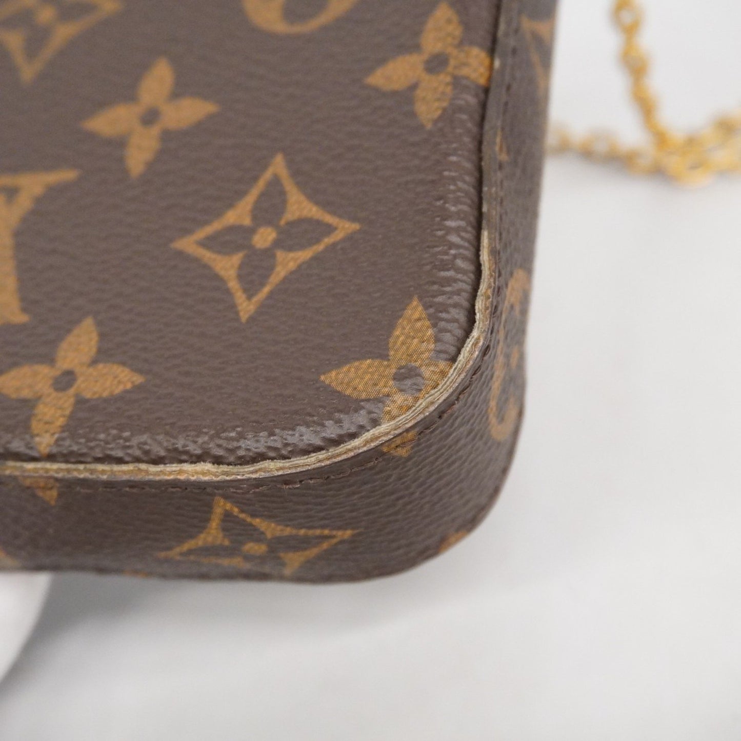 Louis Vuitton Monogram Pochette Felicie Shoulder Wallet M81896 Brown Fuchsia