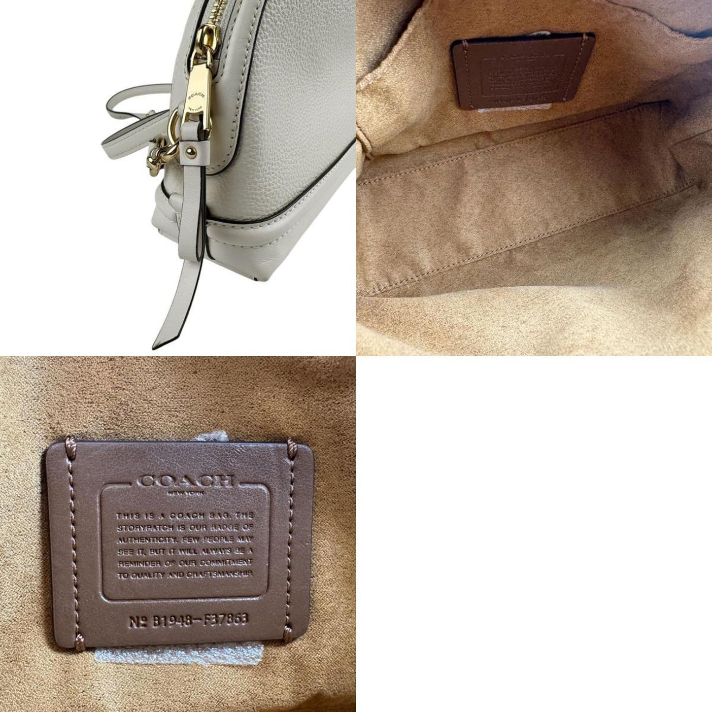 Coach Coach Shoulder Bag Leather Ivory
