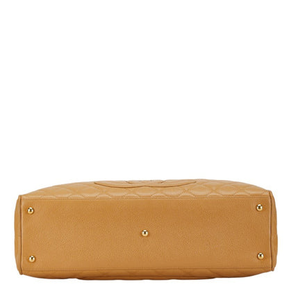 Chanel Matelasse Coco Mark Bowling Bag Handbag Beige Caviar Skin
