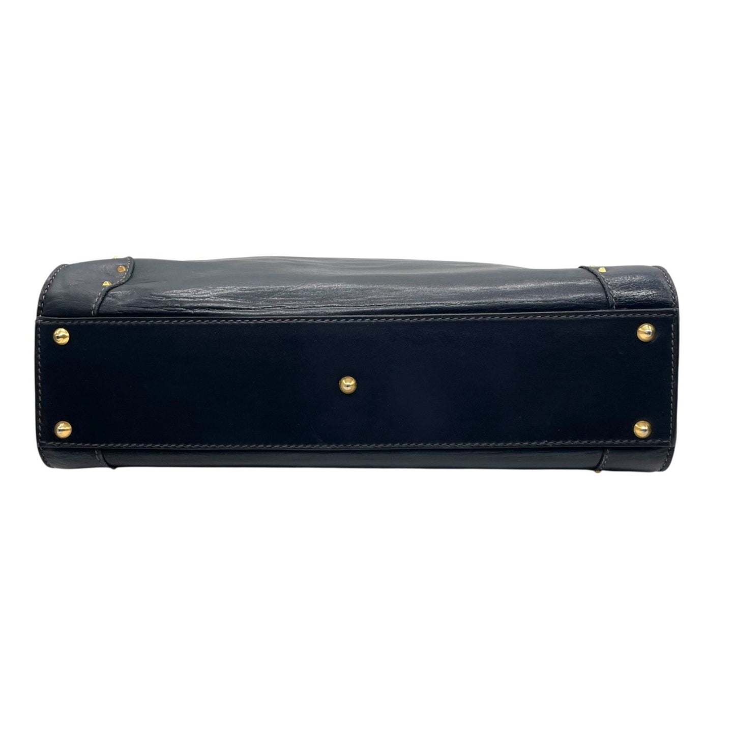Gucci Handbag Tote Bag In Navy Blue Leather With Gold Hardware