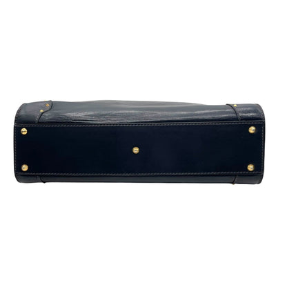 Gucci Handbag Tote Bag In Navy Blue Leather With Gold Hardware