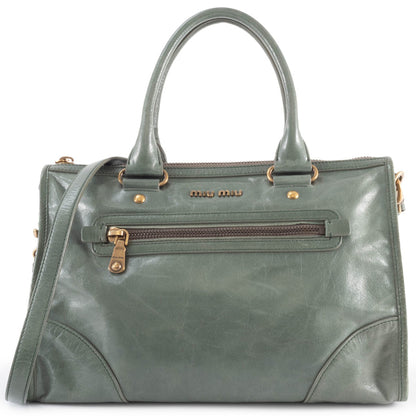 Miu Miu Miu Vitello Shine Handbag Rl0043 Leather Green