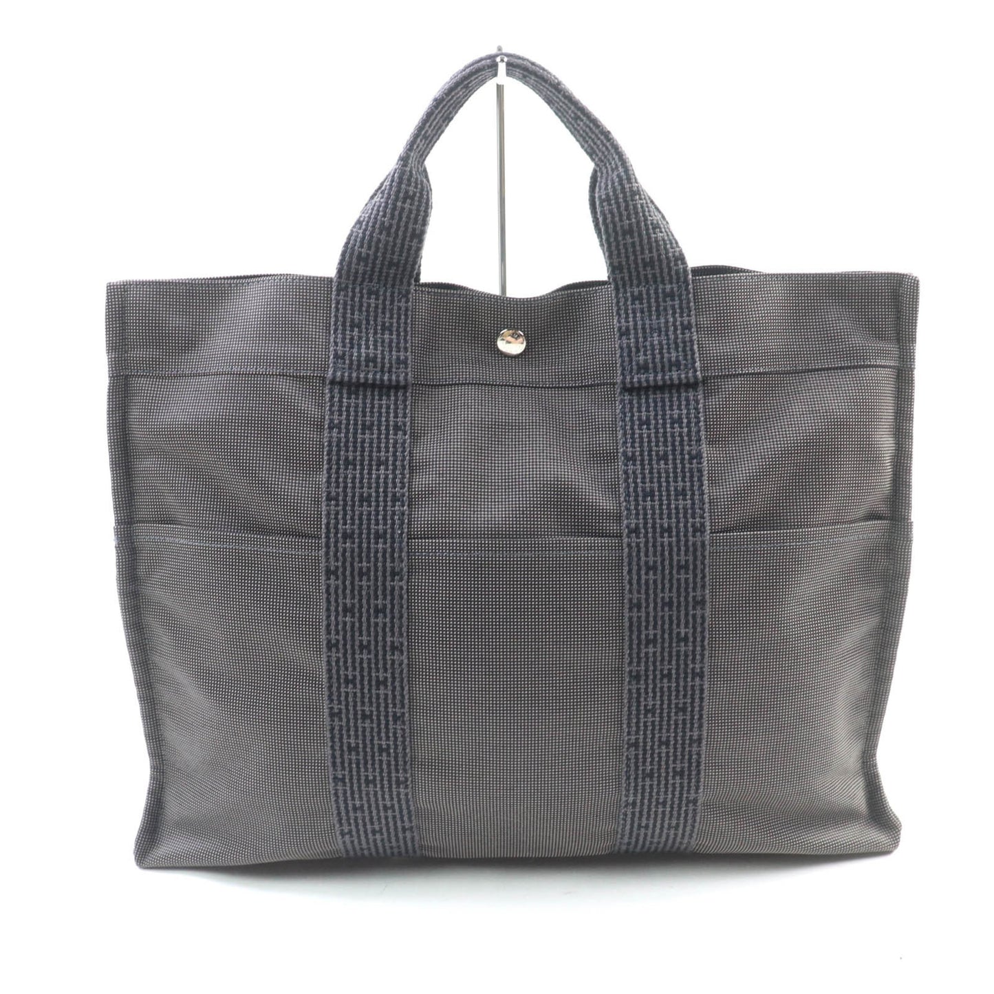Hermes Air Line Mm Silver Hardware Serie Button Canvas Tote Bag Gray Made In France