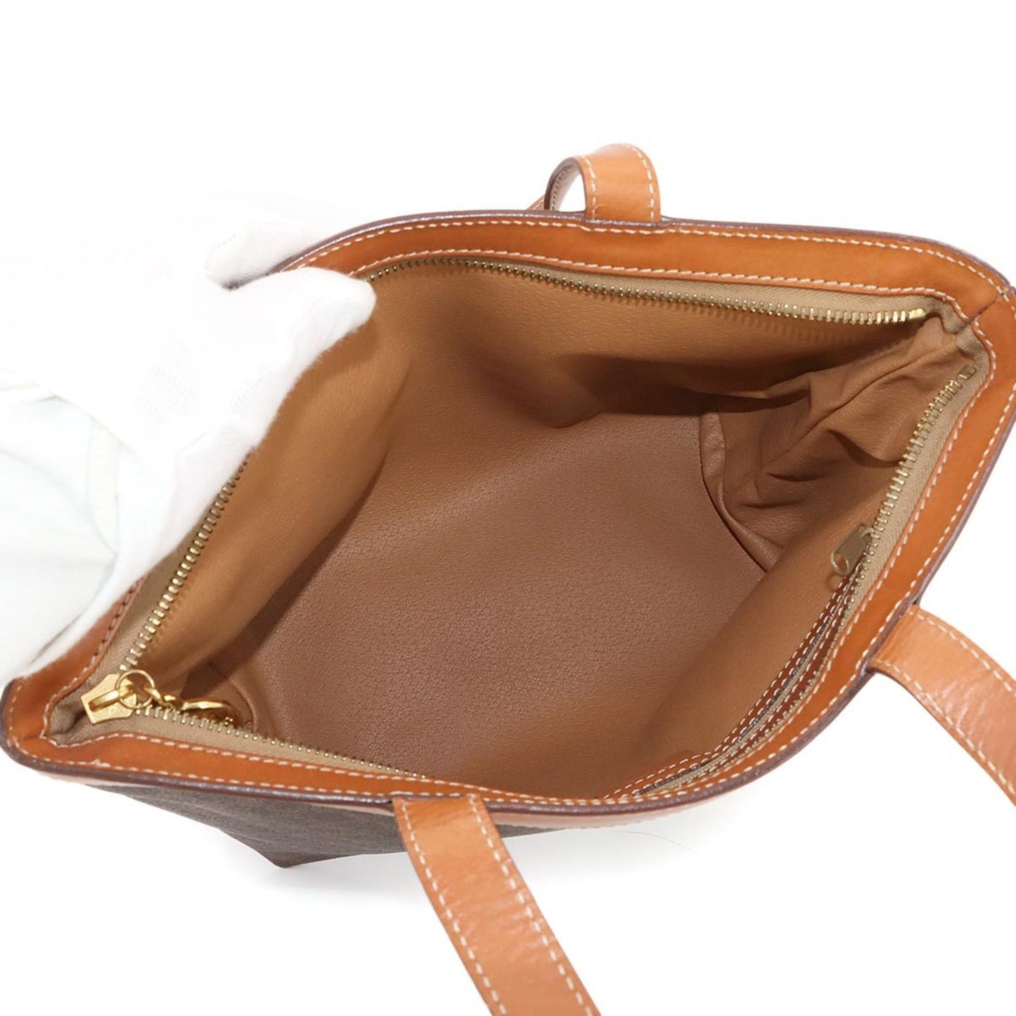 Celine Macadam Handbag In Brown Pvc Leather