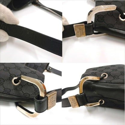 Gucci 001 3748 Handbag Gg Canvas Leather Black Ja-25117