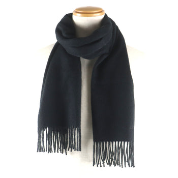 Hermes 100% Cashmere Scarf With Embroidered Logo And Fringe