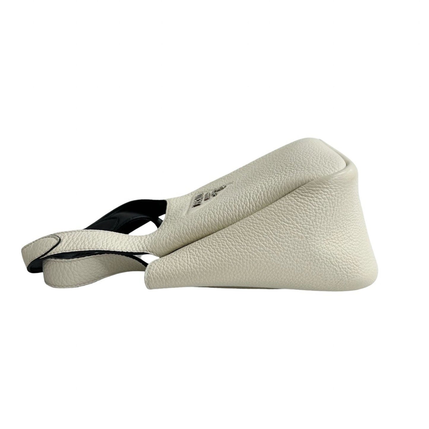 Prada Triangle Logo Leather Handbag Mini Tote Bag White 42786