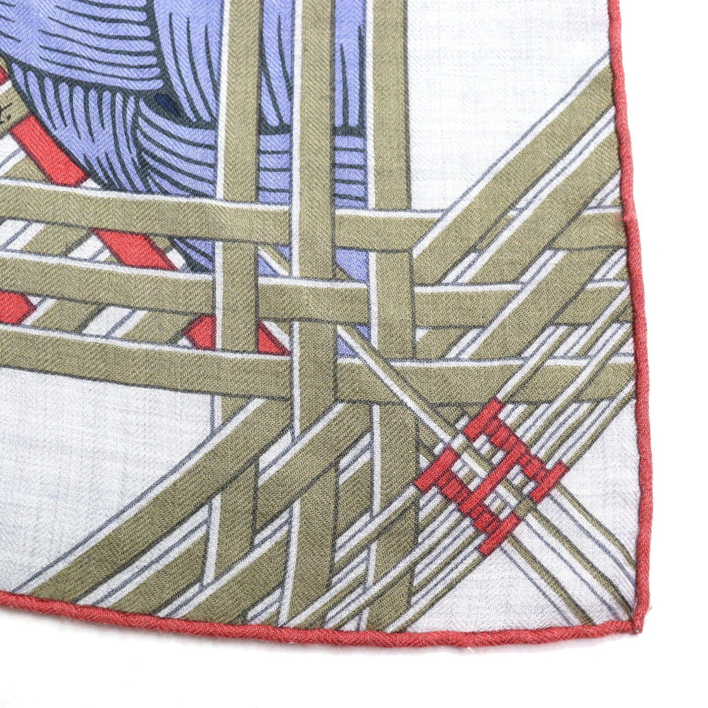 Hermes Triangle Jean Massan & Cashmere Silk Bleu Lavande Miel Gris Cine Large Shawl Stole Made In