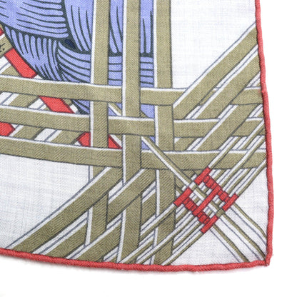 Hermes Triangle Jean Massan & Cashmere Silk Bleu Lavande Miel Gris Cine Large Shawl Stole Made In