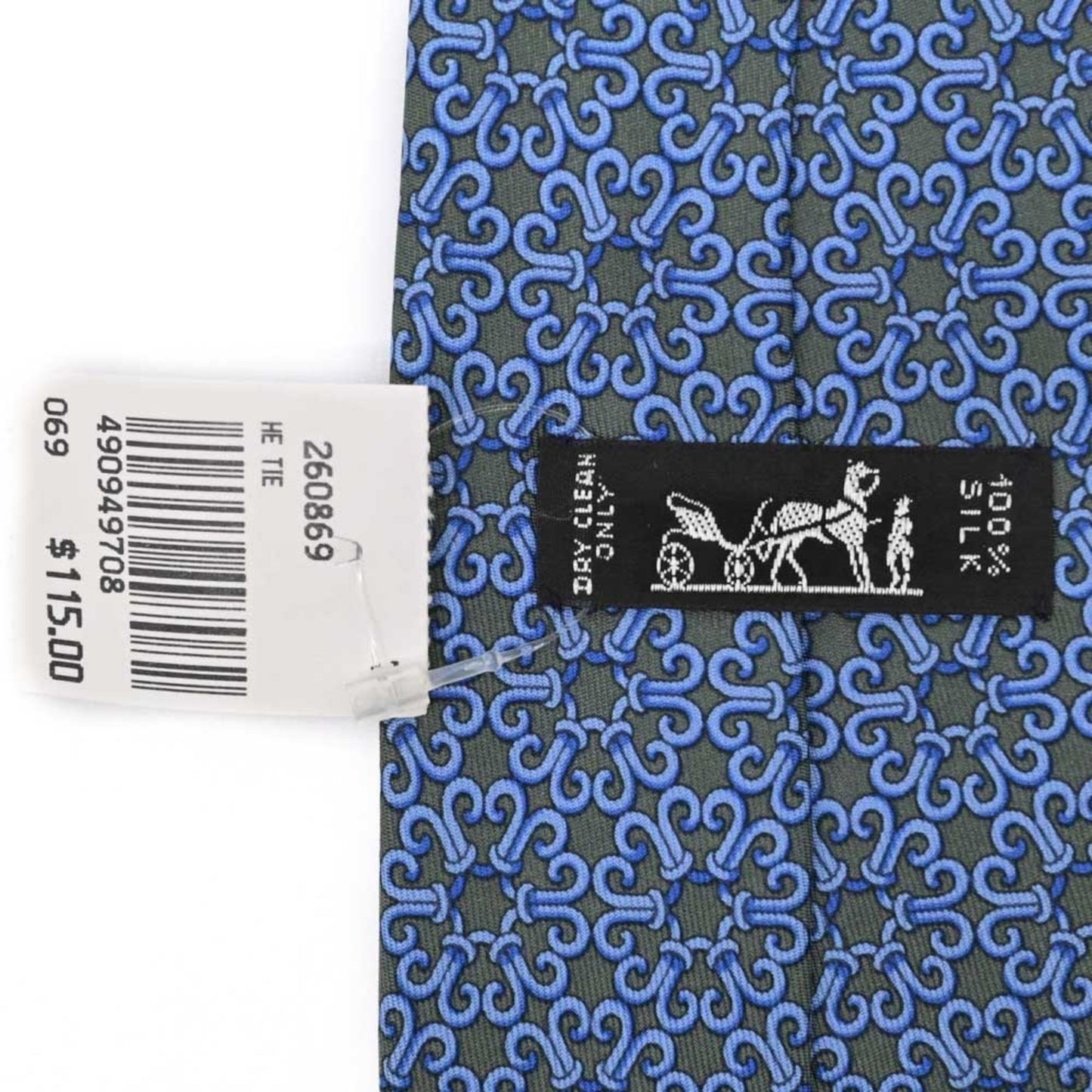 Hermes Hermes Tie Pattern 100% Silk Light Blue Green