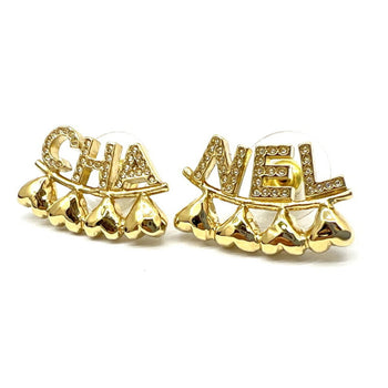 Chanel Chanel Earrings Gold Gp Heart Rhinestone B23P Accessories Ear Piercings -