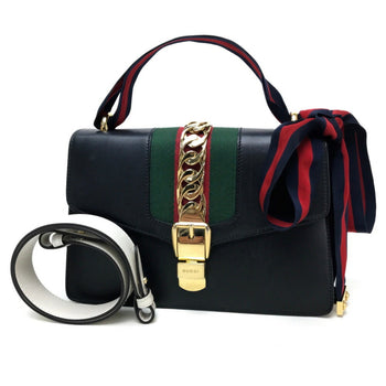 Gucci 421882 Sherry Line Sylvie Small Ribbon Shoulder Bag Leather