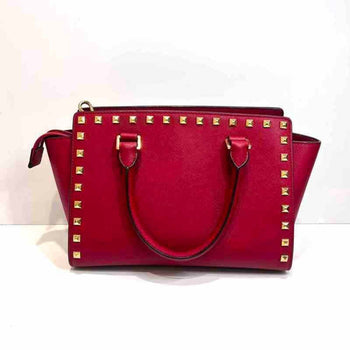 Michael Kors Michael Kors Red Bag Leather Studs Hand Shoulder Ja-23952