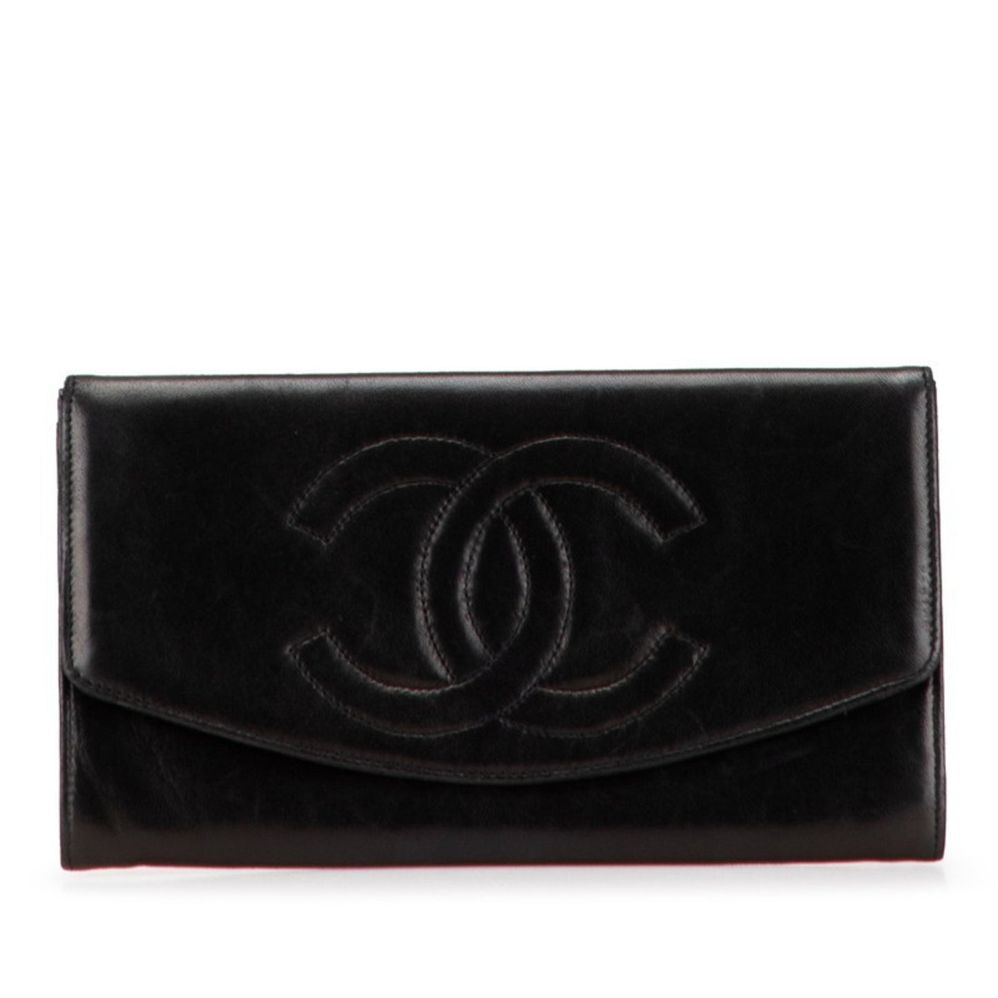 Chanel Coco Mark Long Wallet Black Leather