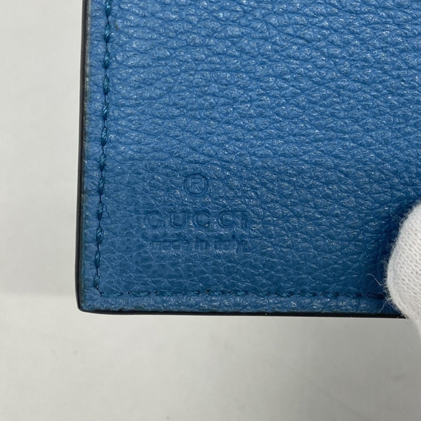 Gucci Tri-Fold Wallet Leather Black Blue