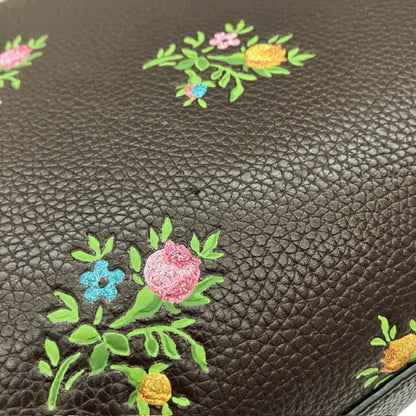 Coach Bag 22829 Flower Satchel Brown Leather Handbag Tote Shoulder