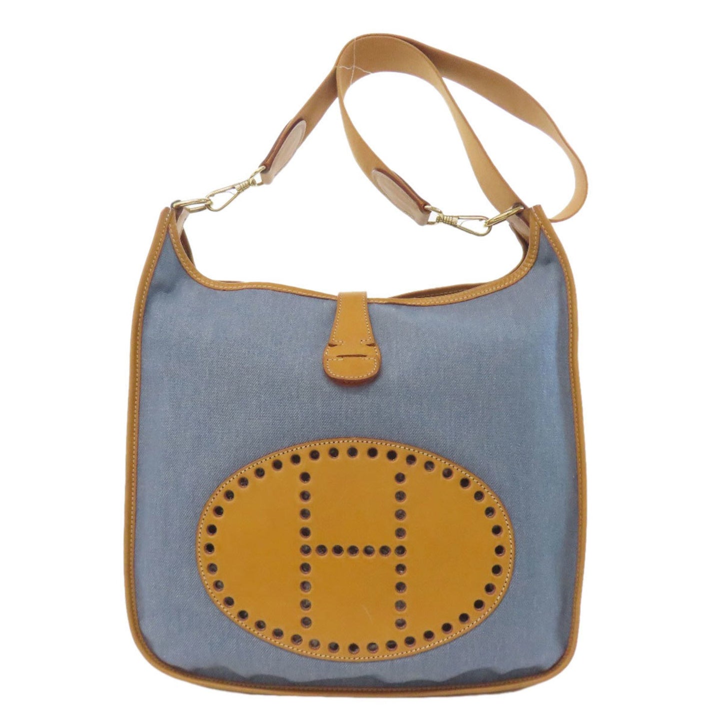 Hermes Herms Evelyne Gm Gold Hardware Shoulder Bag In Denim