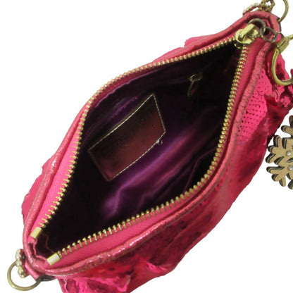 Coach Sequin Accessory Pouch Party Bag Chain Handbag 14368 Pink