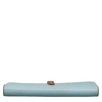 Celine Bi-Fold Wallet Blue Brown Leather
